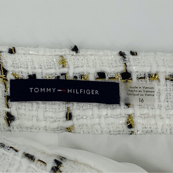 Tommy Hilfiger NWT Ivory Black Gold Plaid Tweed Mini Pencil Pocketed Skirt, 16 - Picture 11 of 14